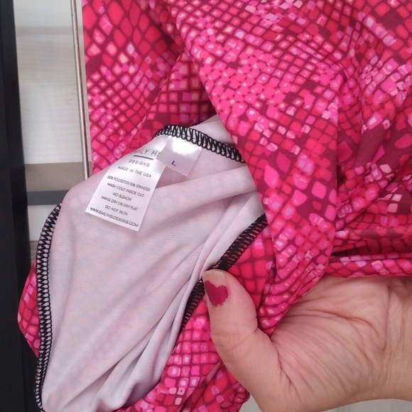 Emily HSU designs pink pattern leggings sz Large New - Picture 10 of 17